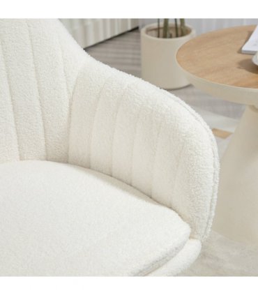 HOMCOM Accent Chair Set of 2, Cashmere Armchair with Steel Legs, Cream White