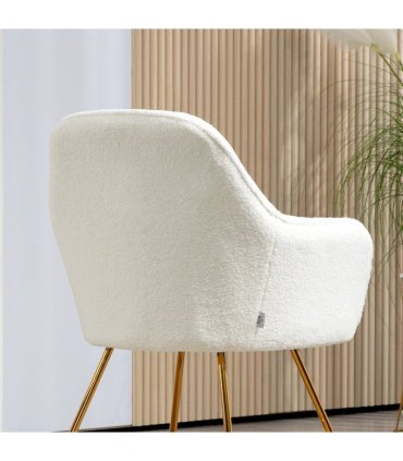 HOMCOM Accent Chair Set of 2, Cashmere Armchair with Steel Legs, Cream White