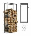 Outsunny 100-150cm Retractable Metal Firewood Log Holder Rack with Hooks