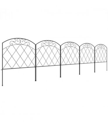 Outsunny 61 cm x 3 m Outdoor Picket Fence Panels with Panels, Swirls, Black