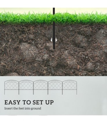 Outsunny 61 cm x 3 m Outdoor Picket Fence Panels with Panels, Swirls, Black