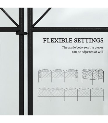 Outsunny 61 cm x 3 m Outdoor Picket Fence Panels with Panels, Swirls, Black