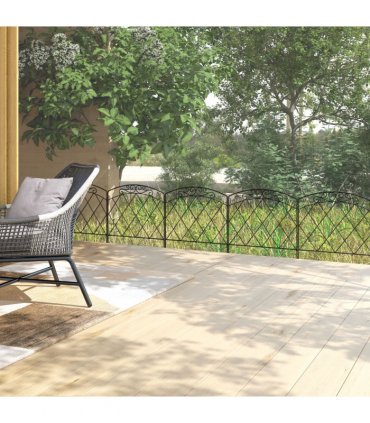 Outsunny 61 cm x 3 m Outdoor Picket Fence Panels with Panels, Swirls, Black