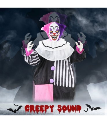 HOMCOM Halloween Clown Animatronic Prop with Light Up Eyes, for Indoor Outdoor