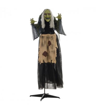 HOMCOM Halloween Witch Animatronic Prop with Sound Activated