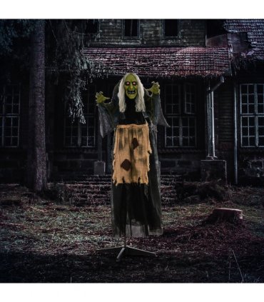 HOMCOM Halloween Witch Animatronic Prop with Sound Activated