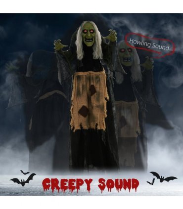 HOMCOM Halloween Witch Animatronic Prop with Sound Activated