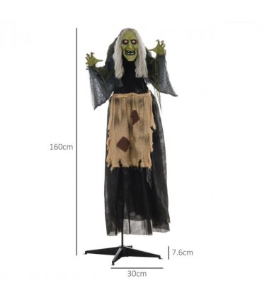 HOMCOM Halloween Witch Animatronic Prop with Sound Activated
