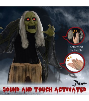 HOMCOM Halloween Witch Animatronic Prop with Sound Activated