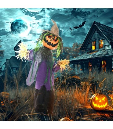 HOMCOM Pumpkin Halloween Animatronic Prop for Indoor Outdoor Decoration