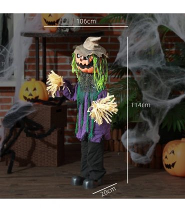 HOMCOM Pumpkin Halloween Animatronic Prop for Indoor Outdoor Decoration