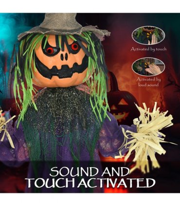 HOMCOM Pumpkin Halloween Animatronic Prop for Indoor Outdoor Decoration
