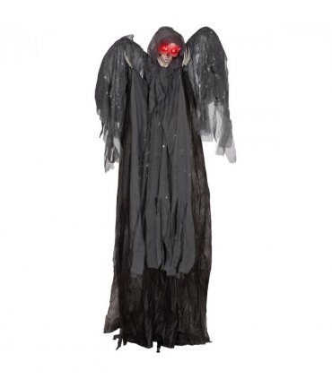HOMCOM Winged Grim Reaper Animatronic Prop w/ Light Up Eyes, for Haunted House