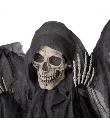HOMCOM Winged Grim Reaper Animatronic Prop w/ Light Up Eyes, for Haunted House