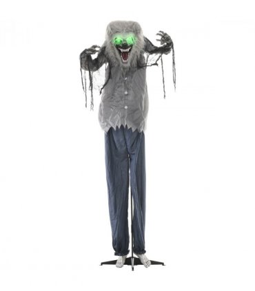 HOMCOM Halloween Skeleton Werewolf Animatronic Prop with Light Up Eyes