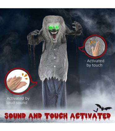 HOMCOM Halloween Skeleton Werewolf Animatronic Prop with Light Up Eyes