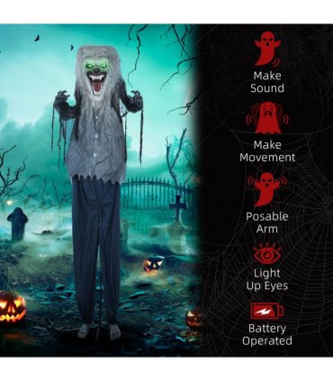 HOMCOM Halloween Skeleton Werewolf Animatronic Prop with Light Up Eyes