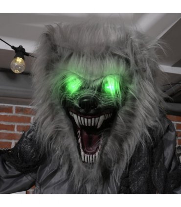 HOMCOM Halloween Skeleton Werewolf Animatronic Prop with Light Up Eyes