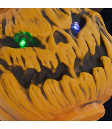 HOMCOM Halloween Witch with Broomstick Animatronic Prop with Light Up Eyes