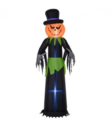 Outsunny 8FT Tall Halloween Inflatable Pumpkin Ghost in A Hat Decoration