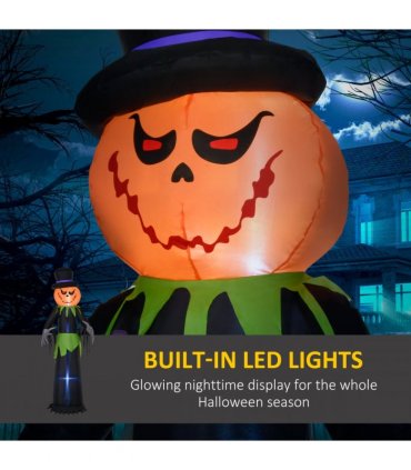 Outsunny 8FT Tall Halloween Inflatable Pumpkin Ghost in A Hat Decoration