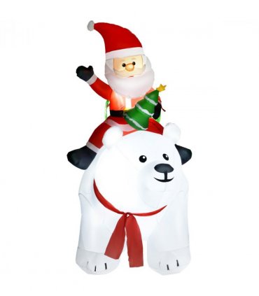 Outsunny 6.6FT Christmas Inflatable Santa Claus w/ Polar Bear for Graden