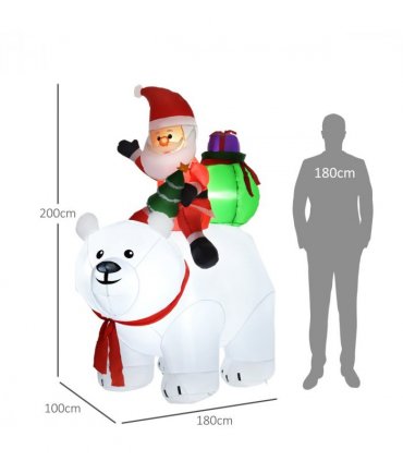 Outsunny 6.6FT Christmas Inflatable Santa Claus w/ Polar Bear for Graden