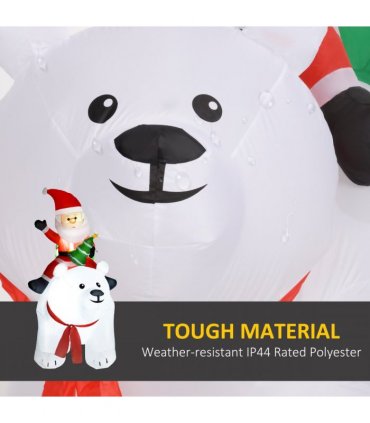 Outsunny 6.6FT Christmas Inflatable Santa Claus w/ Polar Bear for Graden
