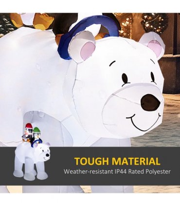 Outsunny 6.4FT Christmas Inflatable Two Penguins Riding on Polar Bear