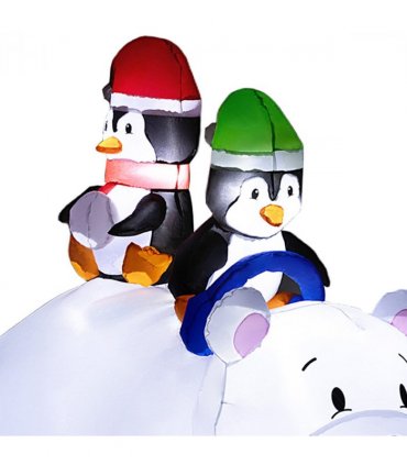 Outsunny 6.4FT Christmas Inflatable Two Penguins Riding on Polar Bear