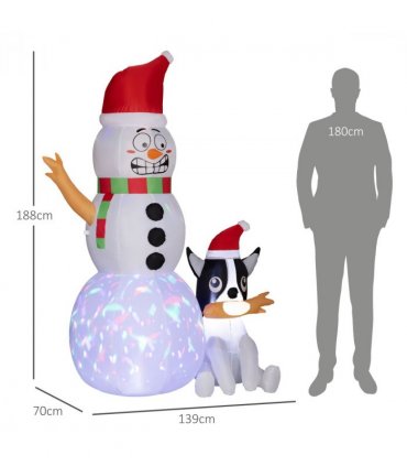 Outsunny 6.2FT Christmas Blow Up Snowman with Dog for Garden Party Outdoor