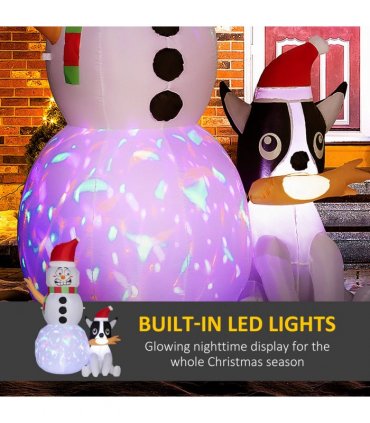 Outsunny 6.2FT Christmas Blow Up Snowman with Dog for Garden Party Outdoor