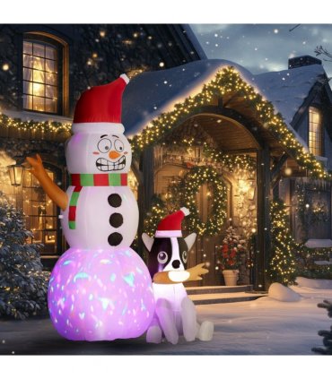 Outsunny 6.2FT Christmas Blow Up Snowman with Dog for Garden Party Outdoor
