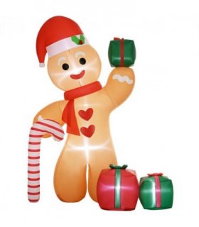 Outsunny 8FT Christmas Blow Up Gingerbread Man with Candy Cane for Party