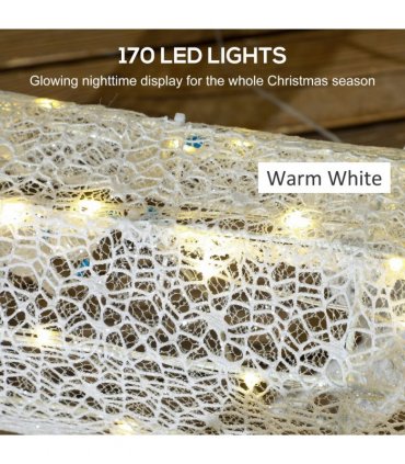 Outsunny Light Up Reindeer & Sleigh Christmas Decoration w/ 170 LED Lights