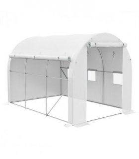 Outsunny Polytunnel Greenhouse with PE Cover, Galvanised Steel Frame, White