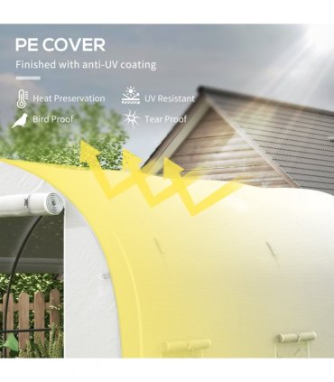 Outsunny Polytunnel Greenhouse with PE Cover, Galvanised Steel Frame, White