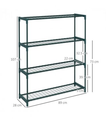 Outsunny Plant Stand, 4-Tier Planter Holder Flower Display Rack, Dark Green