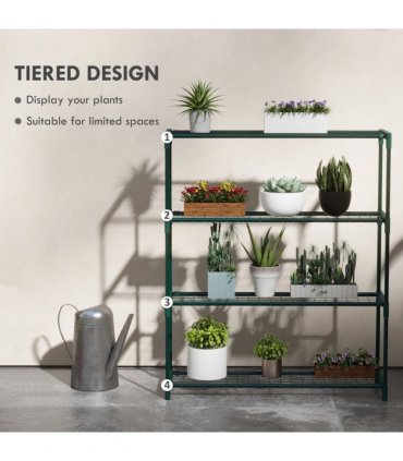 Outsunny Plant Stand, 4-Tier Planter Holder Flower Display Rack, Dark Green