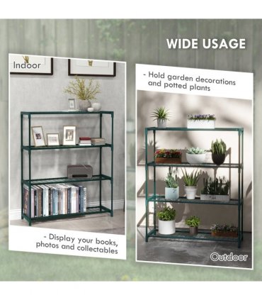 Outsunny Plant Stand, 4-Tier Planter Holder Flower Display Rack, Dark Green