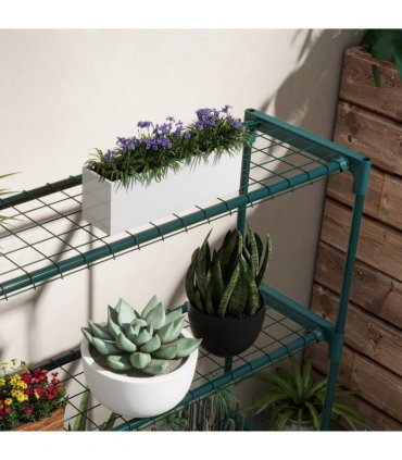 Outsunny Plant Stand, 4-Tier Planter Holder Flower Display Rack, Dark Green