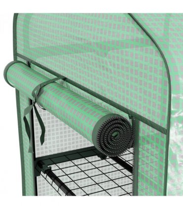 Outsunny Portable Mini Greenhouse with Roll-up Door and Wheels, Green