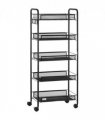 HOMCOM 5 Tier Utility Rolling Cart with Removable Mesh Baskets, Black