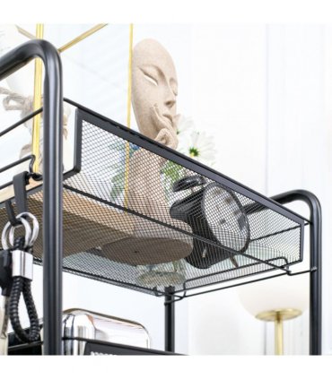 HOMCOM 5 Tier Utility Rolling Cart with Removable Mesh Baskets, Black