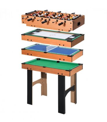 HOMCOM 4-In-1 Multi Games Table with Tennis Billiard Foosball Hockey 2 Types