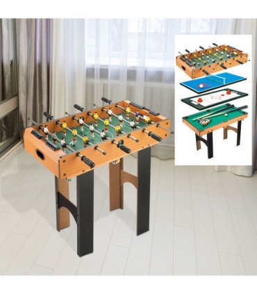 HOMCOM 4-In-1 Multi Games Table with Tennis Billiard Foosball Hockey 2 Types