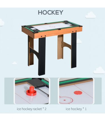 HOMCOM 4-In-1 Multi Games Table with Tennis Billiard Foosball Hockey 2 Types
