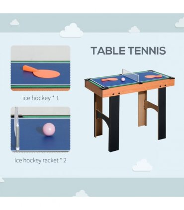 HOMCOM 4-In-1 Multi Games Table with Tennis Billiard Foosball Hockey 2 Types