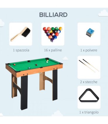 HOMCOM 4-In-1 Multi Games Table with Tennis Billiard Foosball Hockey 2 Types