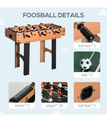 HOMCOM 4-In-1 Multi Games Table with Tennis Billiard Foosball Hockey 2 Types